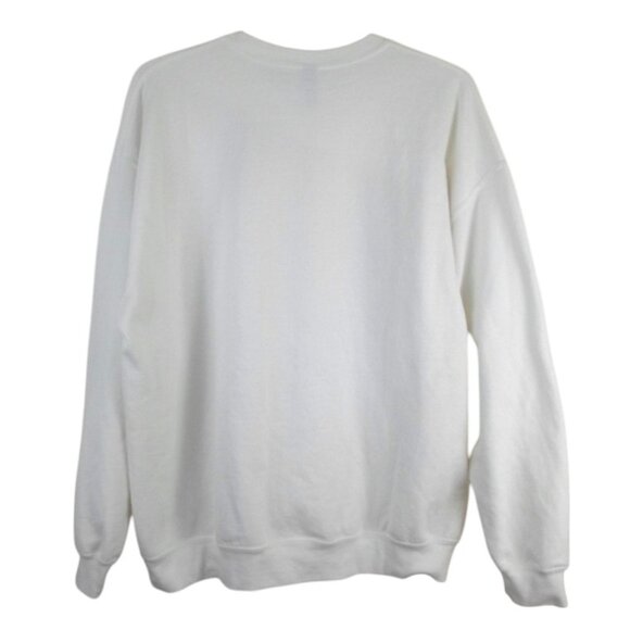 Gildan Alpha Chi Omega Yellow Smiley Face White Sweatshirt - Picture 4 of 5